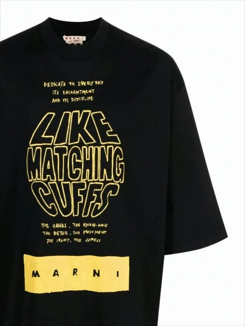 Marni Bold Graphic Print Black Short-Sleeve T-Shirt With Relaxed Fit