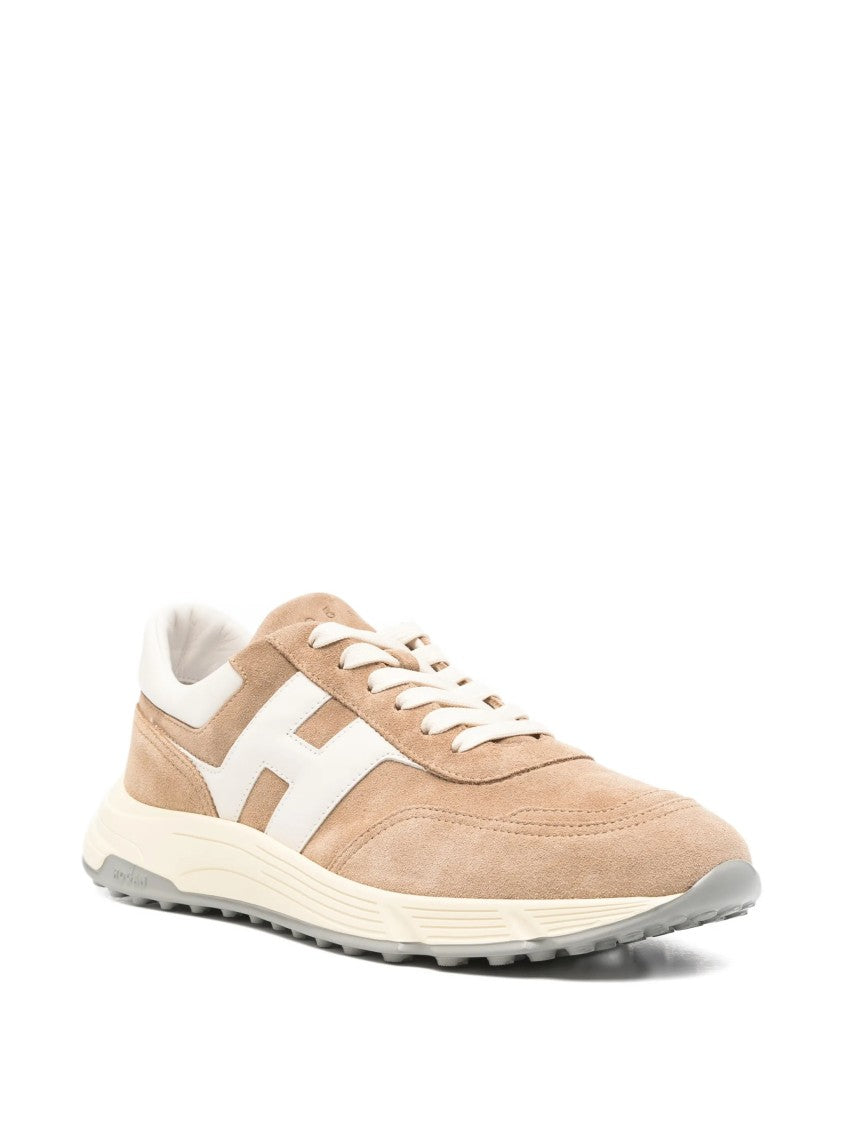 Hogan Beige Suede Leather Iconic Logo Sneakers