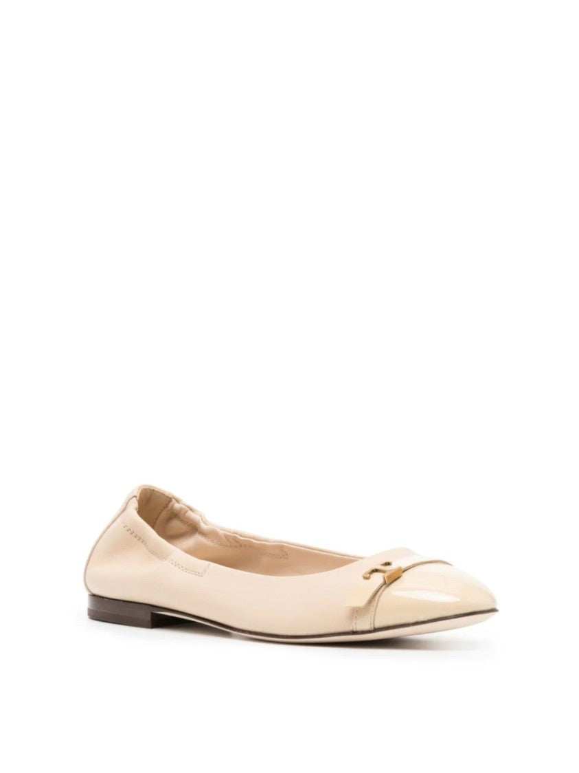 Tod's T Logo Strap Leather Ballerinas
