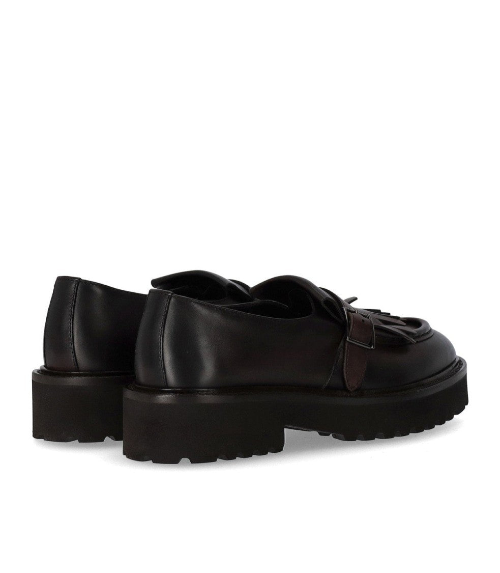 Doucal's Deco' Dark Brown Loafer With Fringe