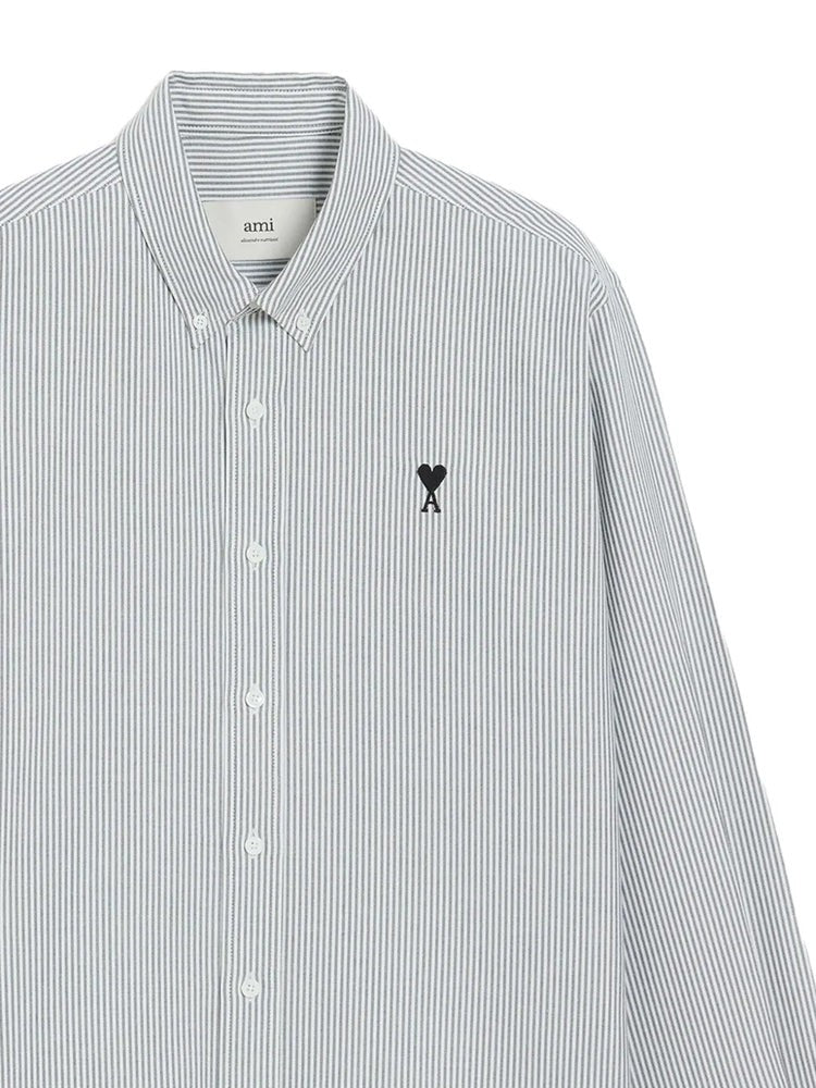 Ami Paris Black Striped Long-Sleeve Cotton Shirt