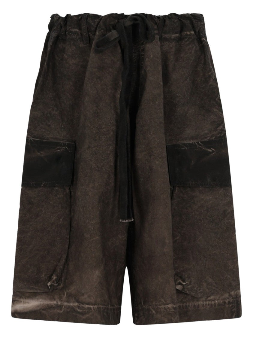 Uma Wang Panther Relaxed Fit Drawstring Utilitarian Shorts