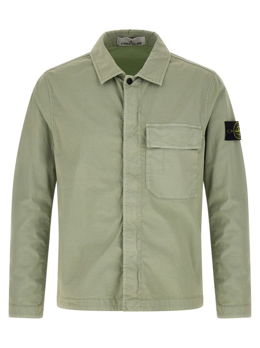 Stone Island Garment-Dyed Stretch Cotton Twill Overshirt