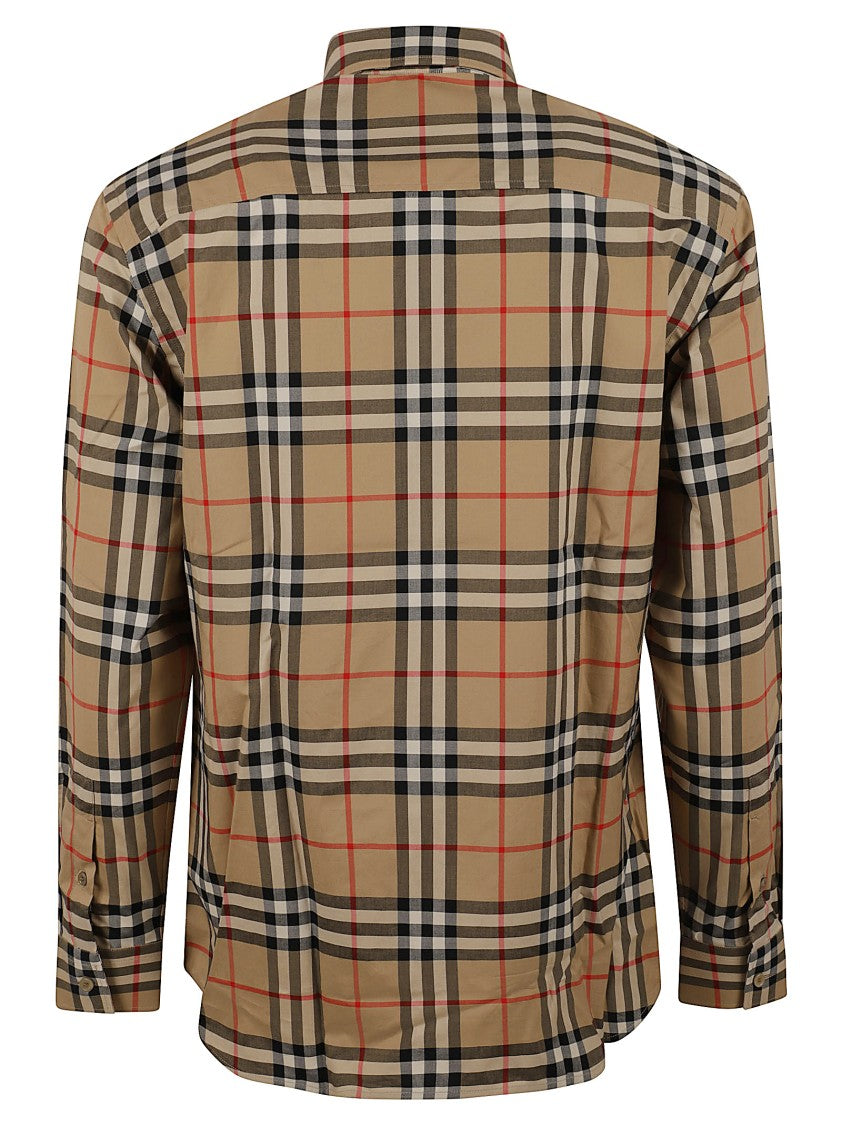 Burberry Tailored Plaid Shirt In Beige