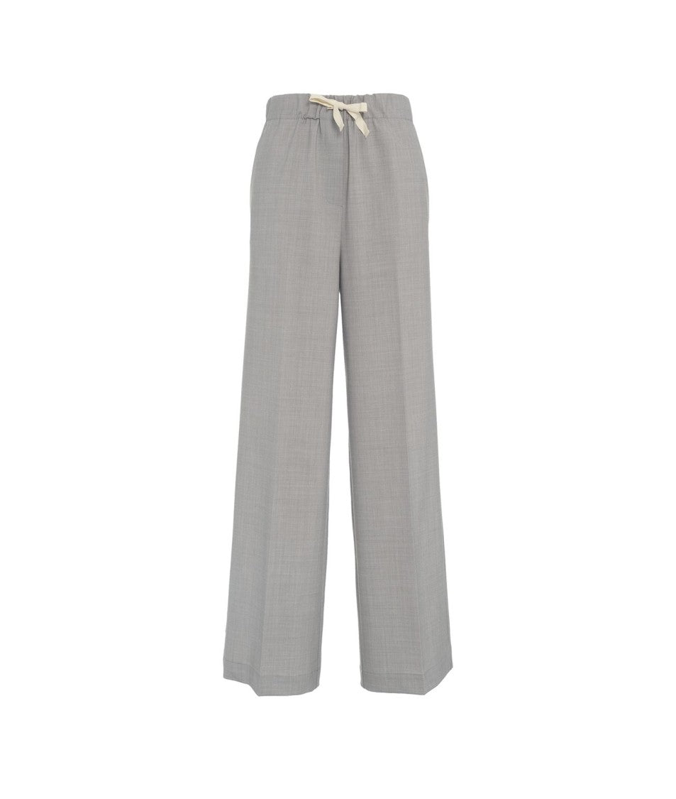 Semi Couture Wide-Leg Grey Pants In  Virgin Wool Blend