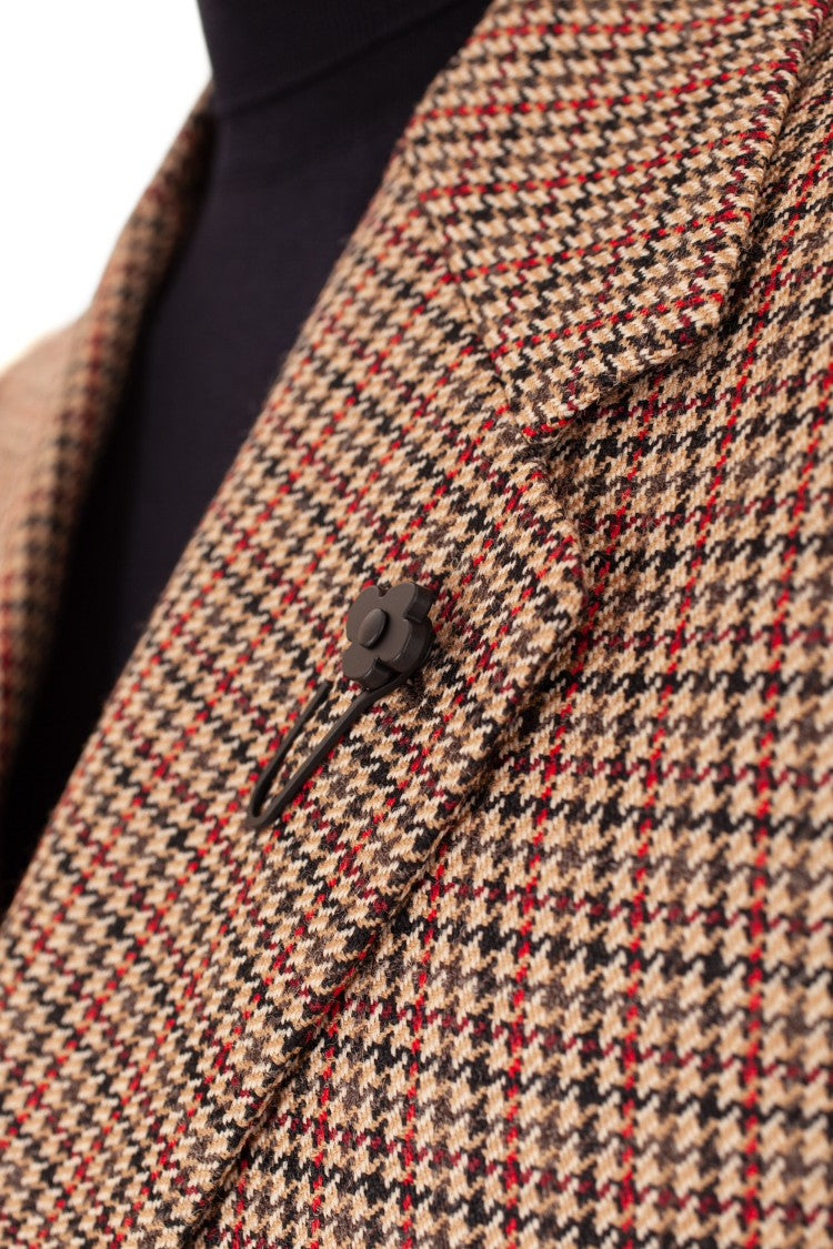 Lardini Double-Breasted Houndstooth Wool Jacket