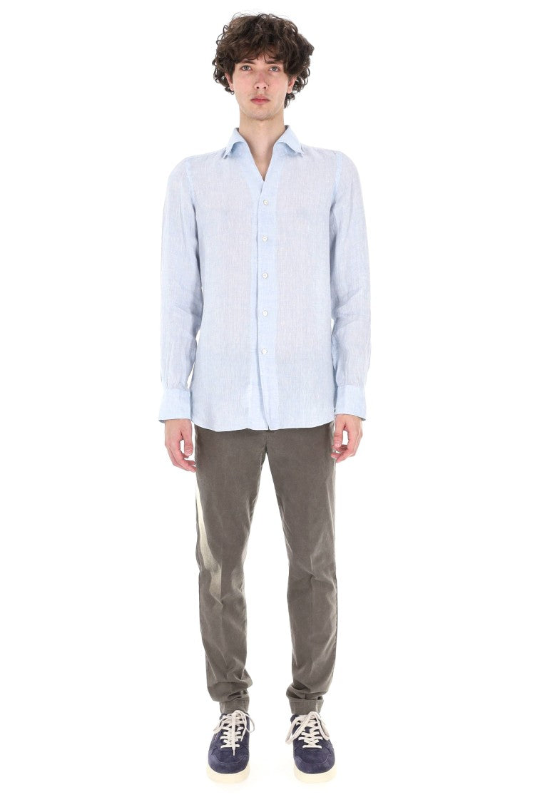 Finamore Ustica Open Collar Pure Linen Shirt