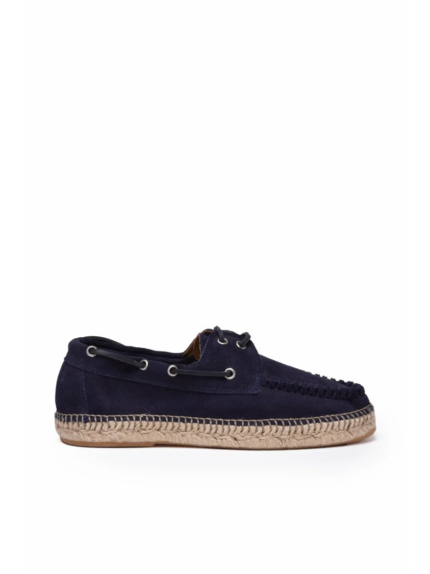 Eleventy Blue Leather Rubber Espadrillas