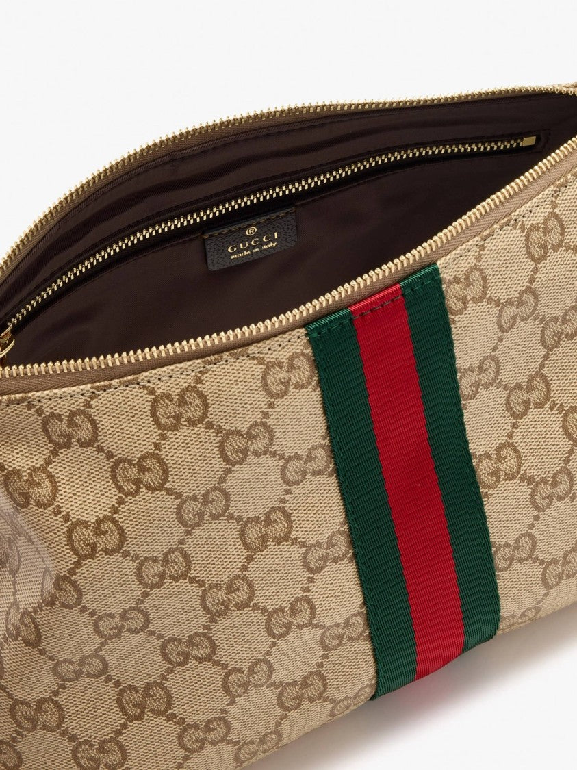 Gucci Rectangular Monogram Pouch With Detachable Wrist Strap