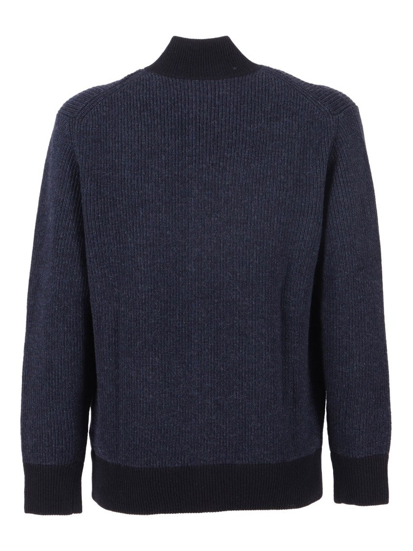 Ballantyne Ribbed Wool Bomber Jacket With Button-Up Front