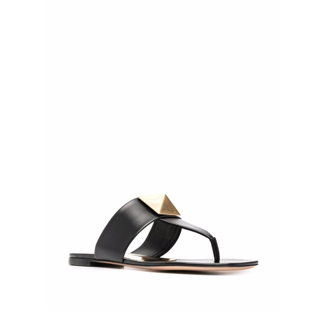 Valentino Garavani Round Toe Leather Sandals With Geometric Stud Detail