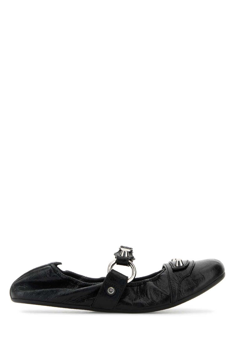 Balenciaga Black Leather City Ballerinas