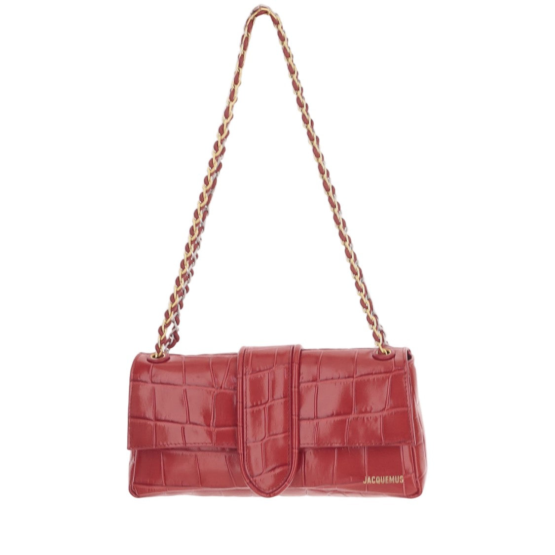 Jacquemus Red Chaine Animal Print Two-Tone Chain Leather Shoulder Bag