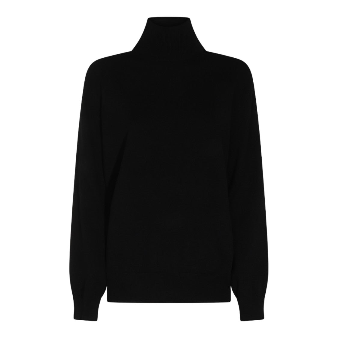 Malo Black Ribbed High Turtleneck Sweater