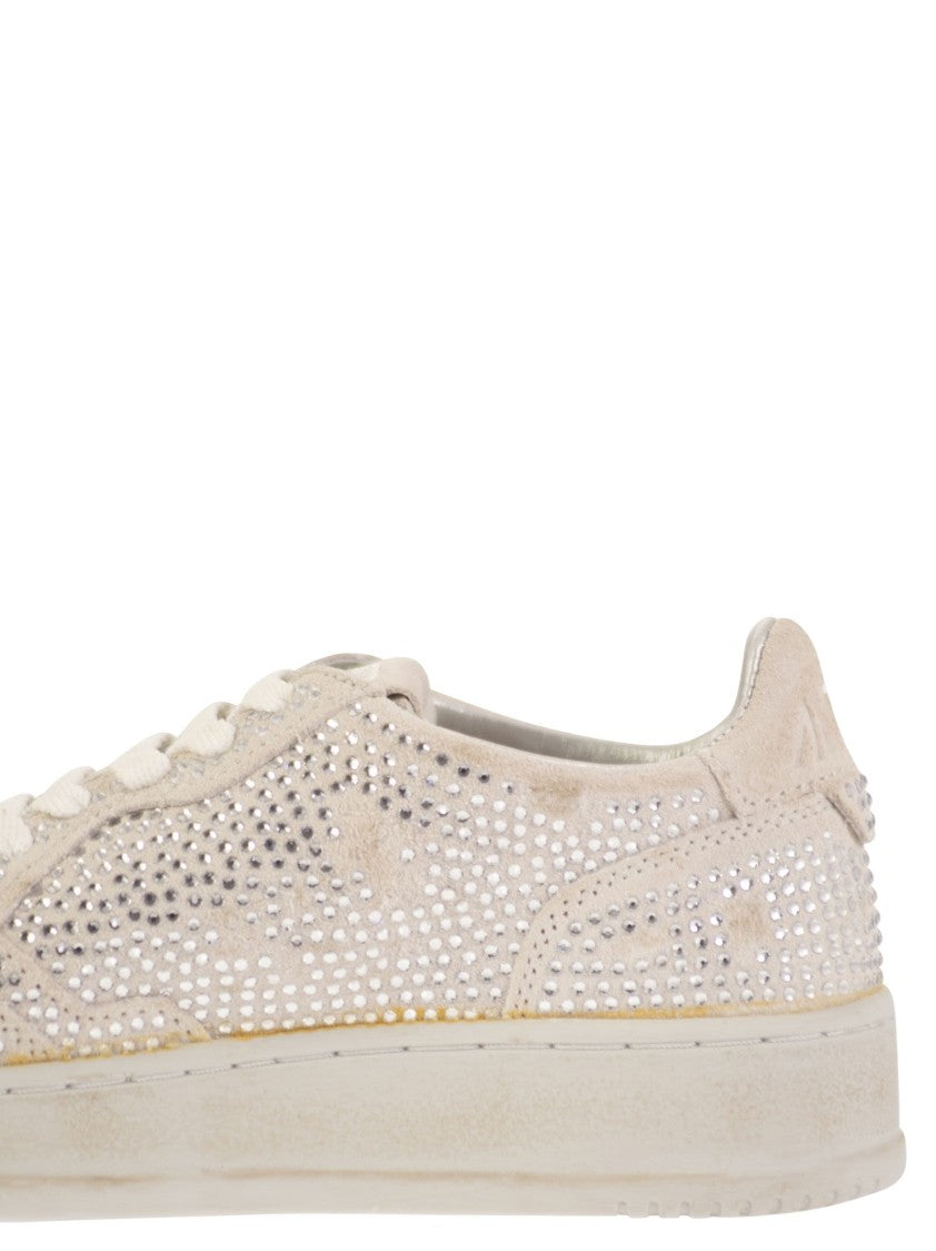 Autry Medalist Low - Suede Trainers With Rhinestones