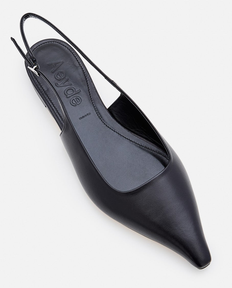 Aeydē Black Fedora Slingback Flats