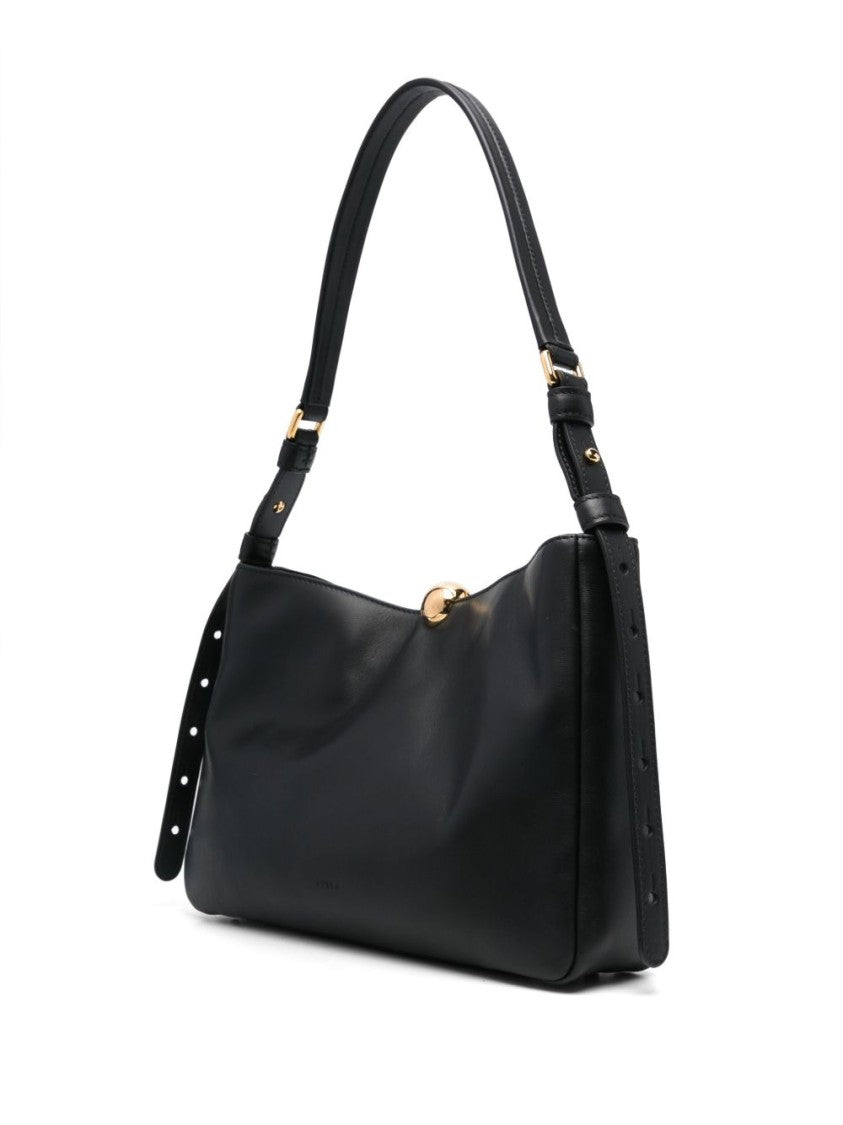 Furla Minimalist Black Handbag With Gold-Tone Clasp