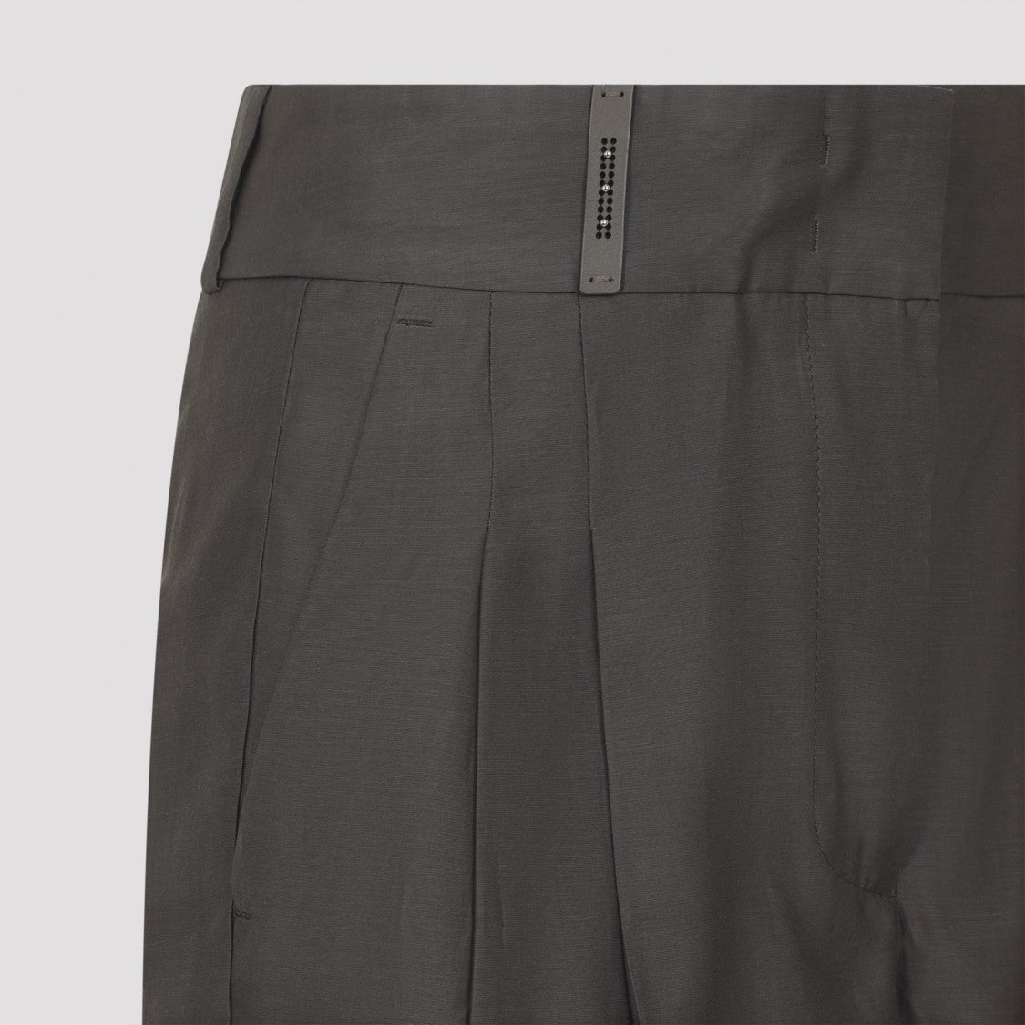 Peserico High-Waist Grey Cotton-Silk Trousers With Tailored Silhouette