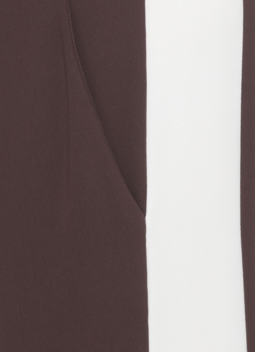 Parosh Brown White Side Details Wide-Leg Pants