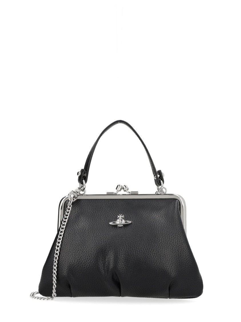Vivienne Westwood Structured Handbag With Classic Kiss-Lock Closure And Chain Strap