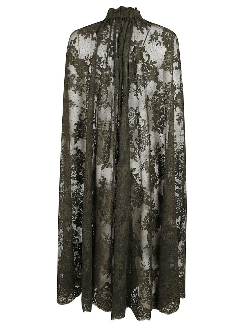 Zimmermann Sheer Floral Lace Cape With Satin Bow Detail