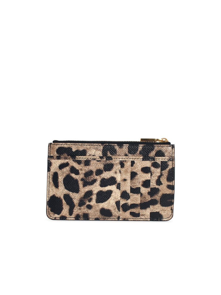 Dolce & Gabbana 'Dauphine' Leopard Print Leather Card Holder