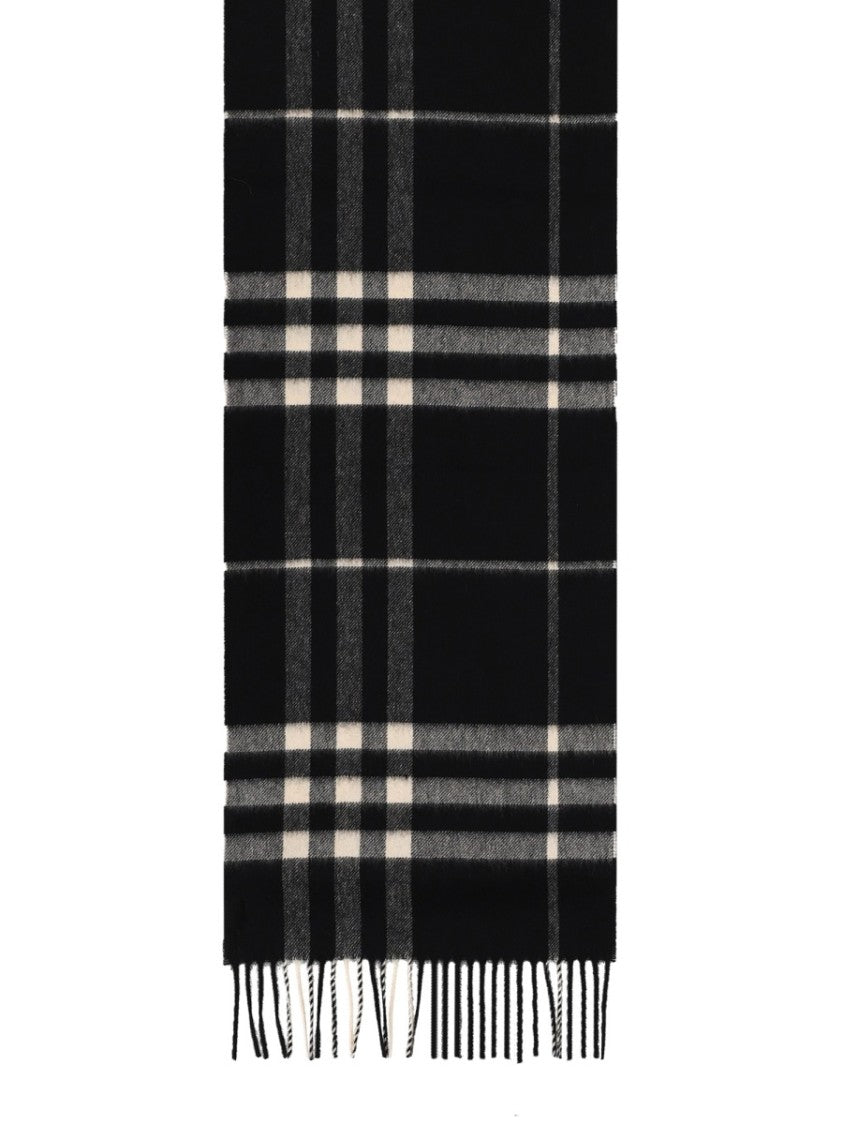 Burberry Cashmere Long Rectangular Fringed Scarf