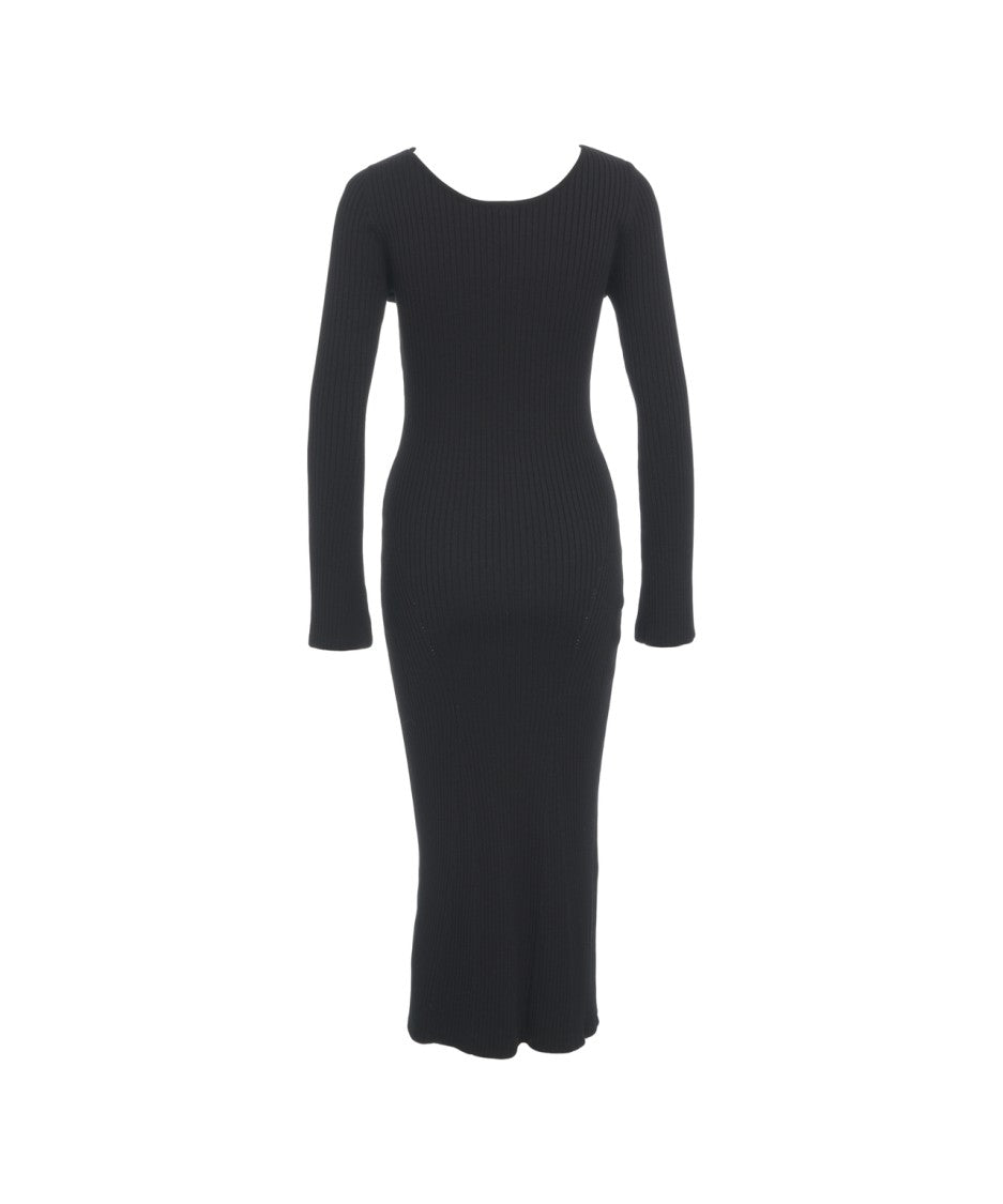 Guess By Marciano Ribbed Knit Maxi Dress With Decorative Gold Buttons