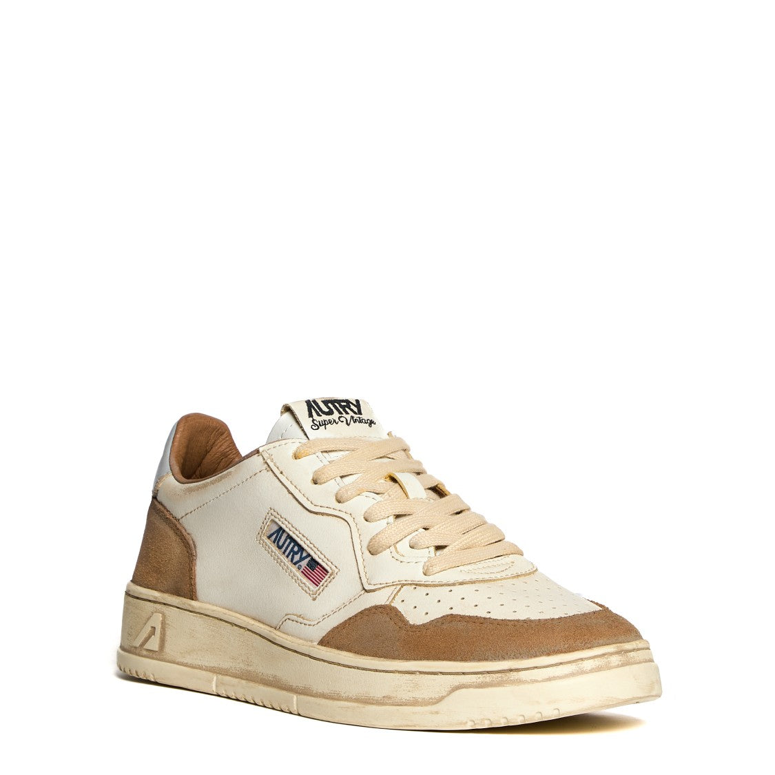 Autry Cognac Leather And Suede Low-Top Sneakers