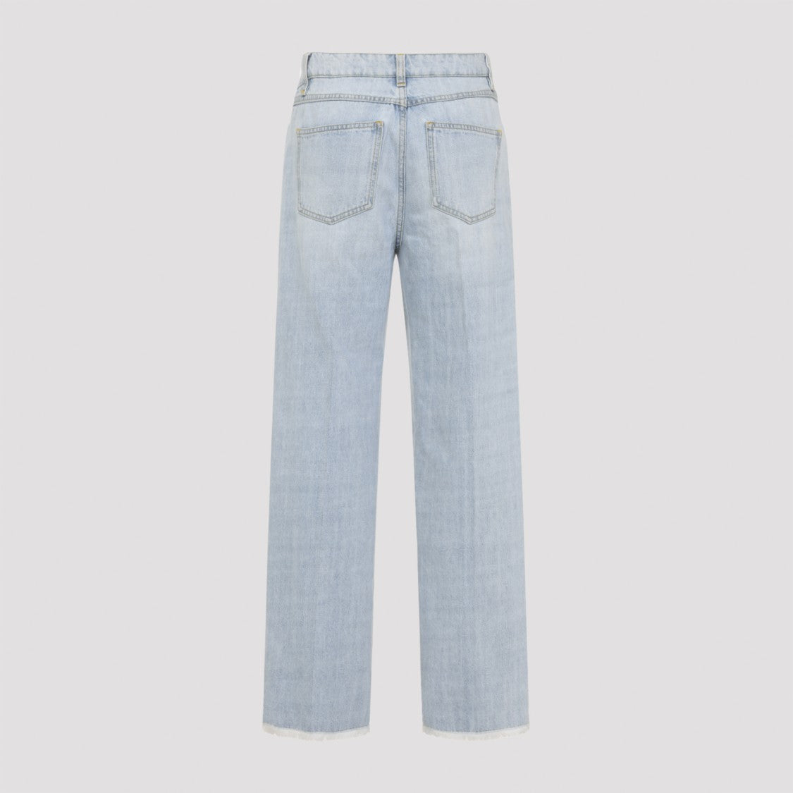 Giambattista Valli Bleached Light Blue Cotton Denim Jeans With Raw-Cut Hems