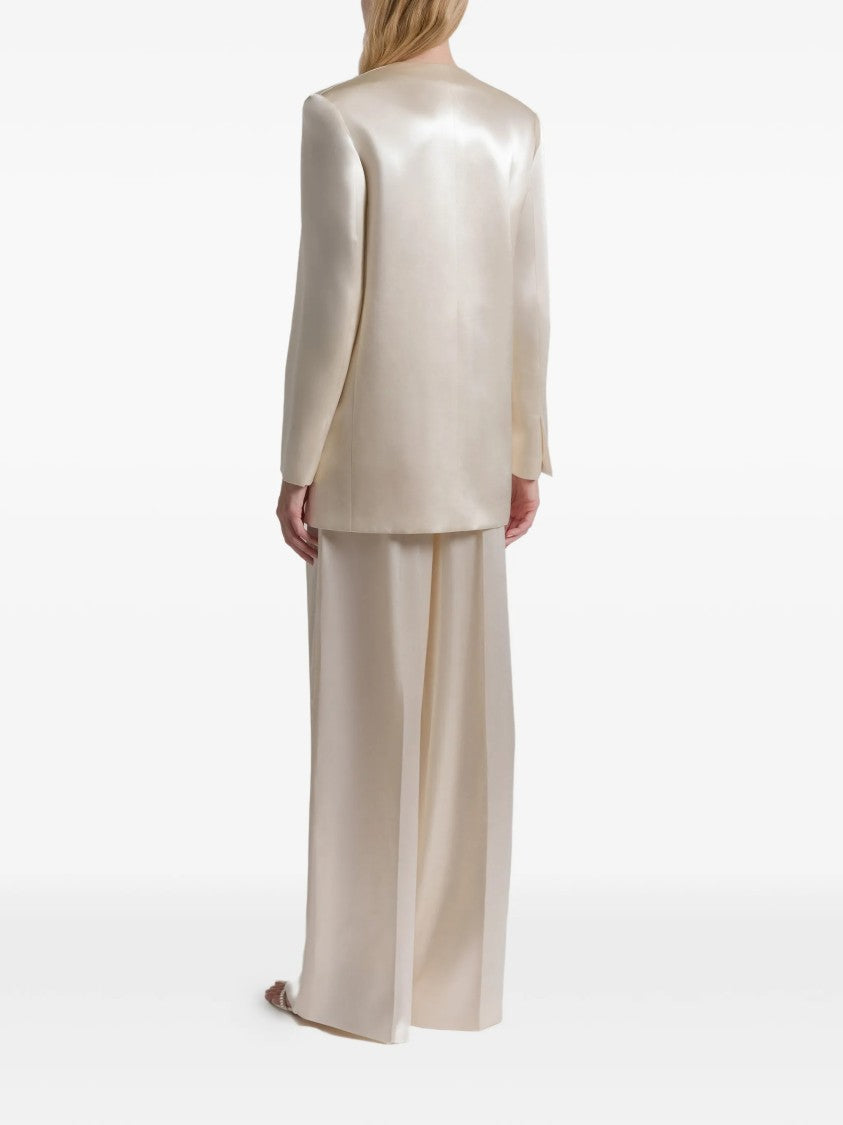 Alberta Ferretti Double-Breasted Jacket With Oversized Silhouette And Lustrous Finish