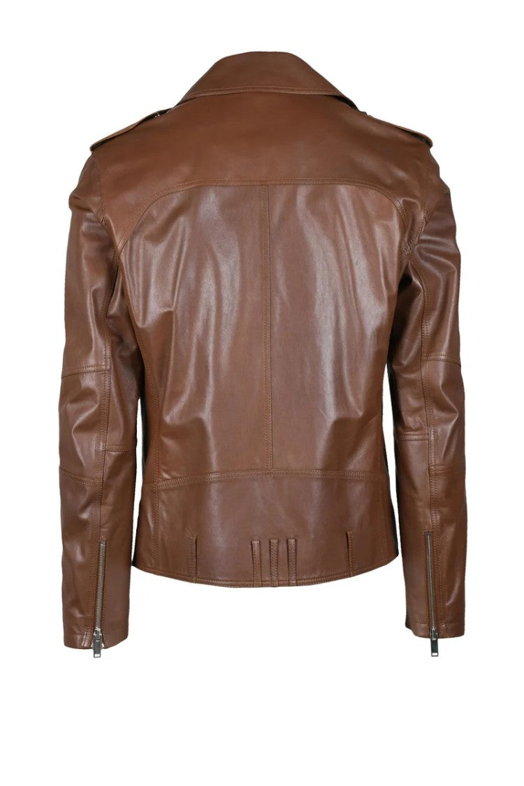 Desa 1972 Leather Biker Jacket With Zip - Brown