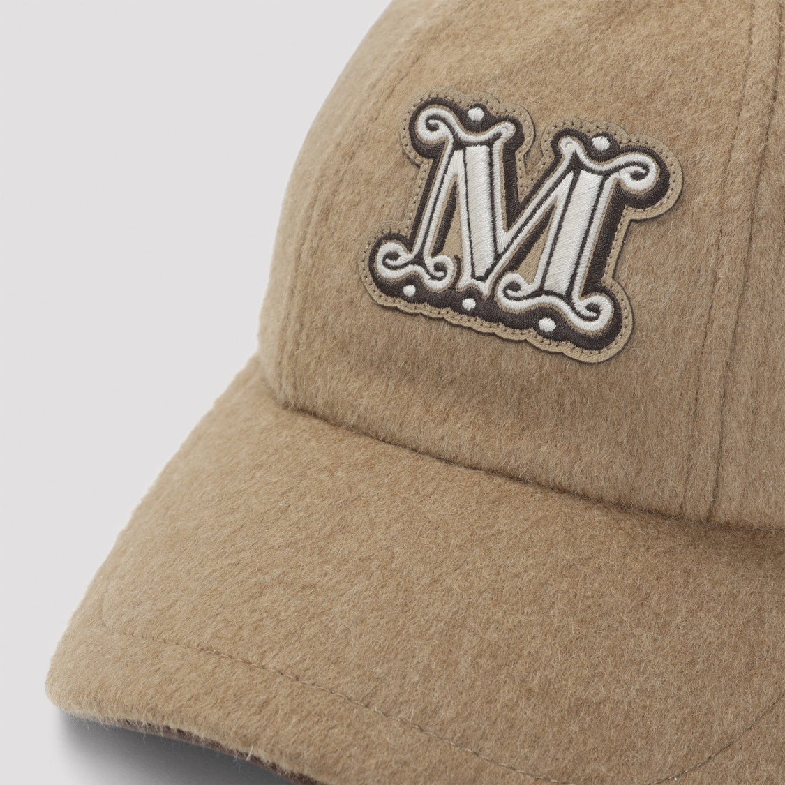 Max Mara Camel Brown Camel Wool Fedora Logo Baseball Hat