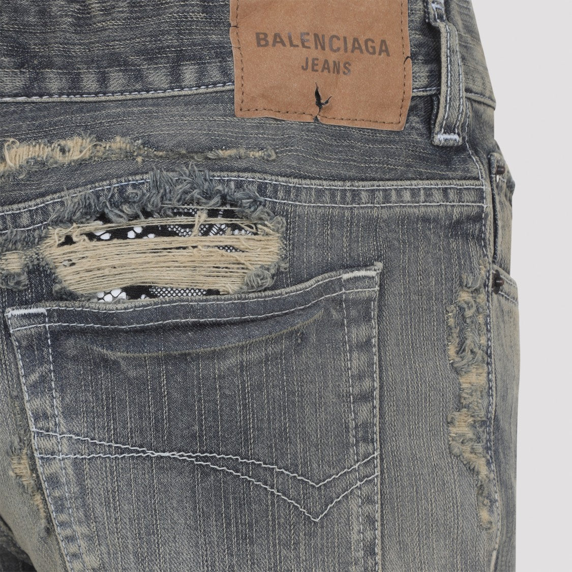 Balenciaga Laced Flared Capri Light Blue Cotton Jeans