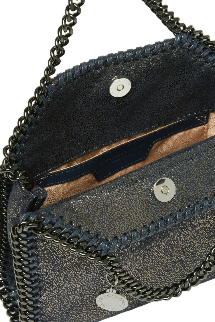 Stella Mccartney Blue Falabella Eco-Shiny Dotted Chamois Chain Tiny Tote Bag