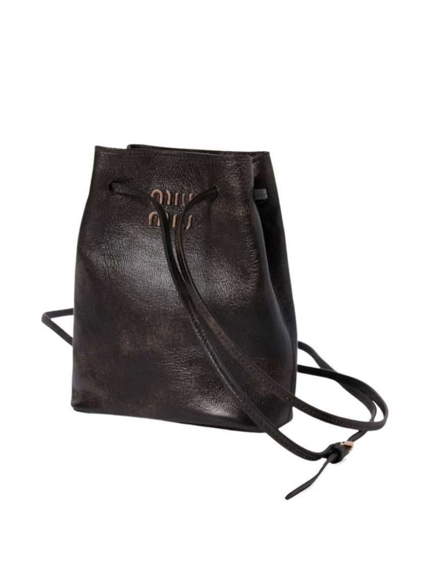 Miu Miu Textured Lambskin Leather Bucket Wallet