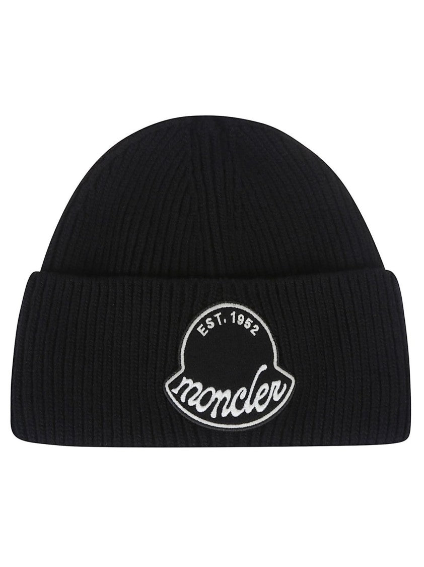 Moncler Classic Black Hat With Rounded Crown And Short Brim