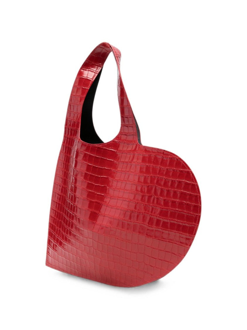 Coperni Heart-Shaped Crocodile-Embossed Red Bag