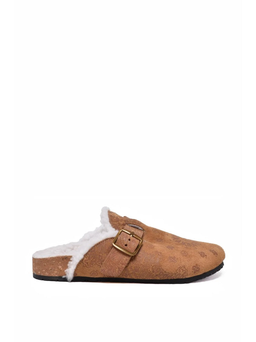 Arizona Love Beige Leather Shearling Mules