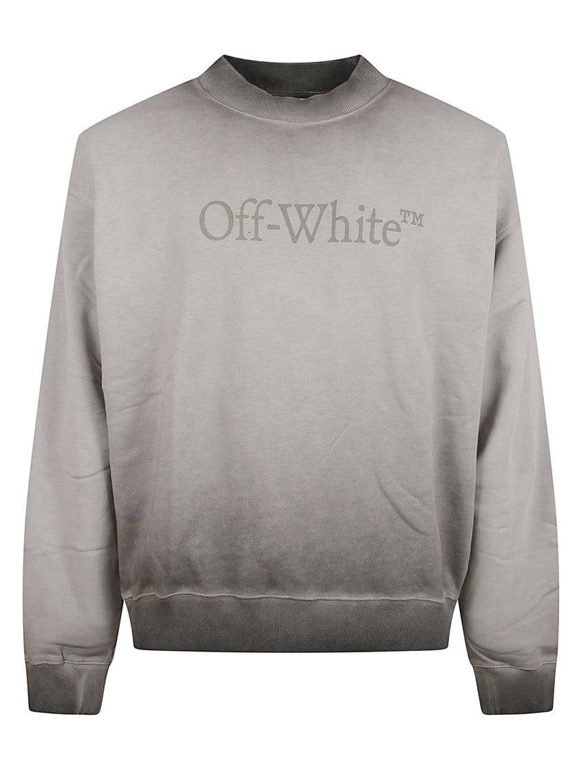 Off-White Grey Gradient Effect Sweater With Ribbed Details