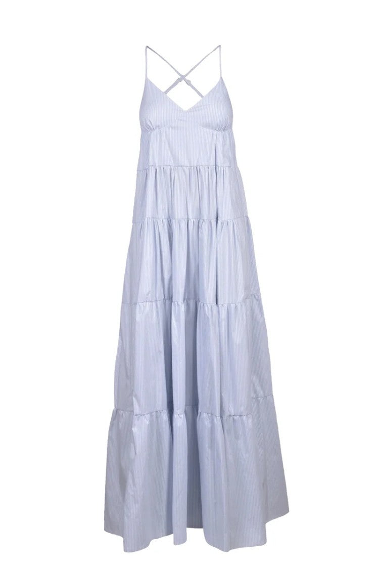 Black Coral Long Lamé Dress - White/Lilac