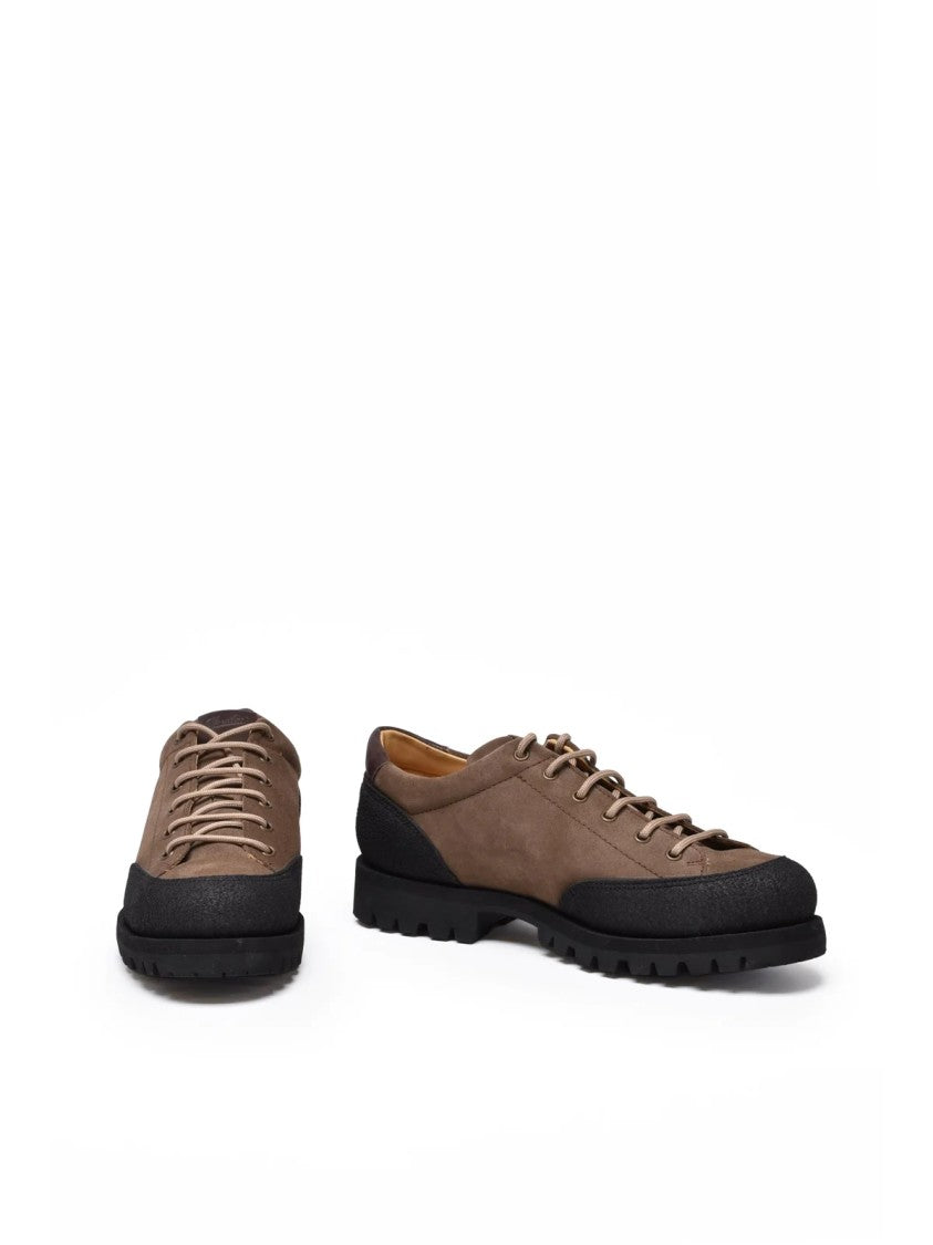 Paraboot Brown Suede Lace-Up Shoes With Rugged Tread And Rubberized Accents