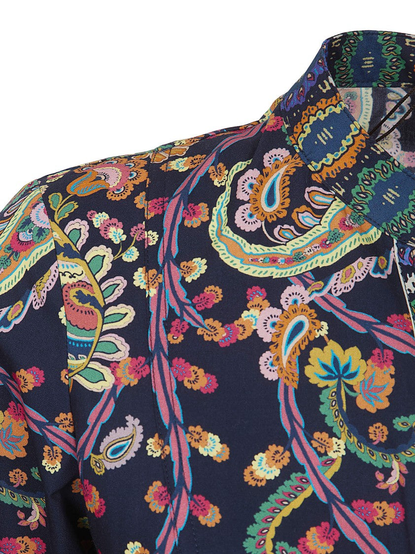 Etro Pure Cotton Poplin Fit-And-Flare Floral Paisley Dress