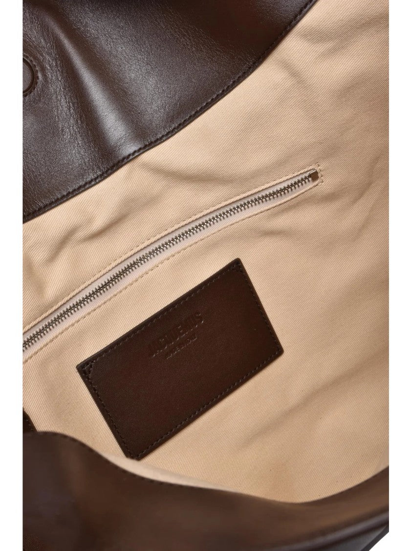 Jacquemus Half Moon Shoulder Bag In Smooth Leather With Magnetic Closure