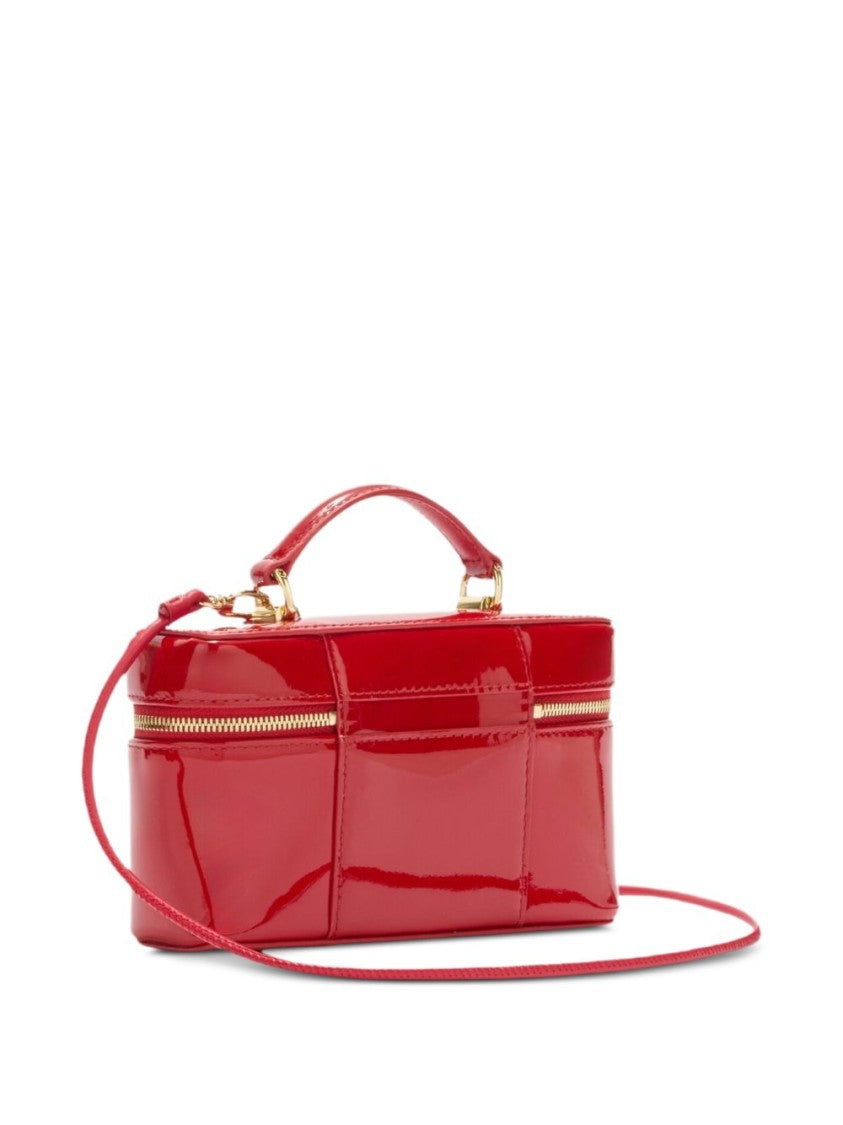 Furla Rectangular Patent Leather Gold Accent Shoulder Bag