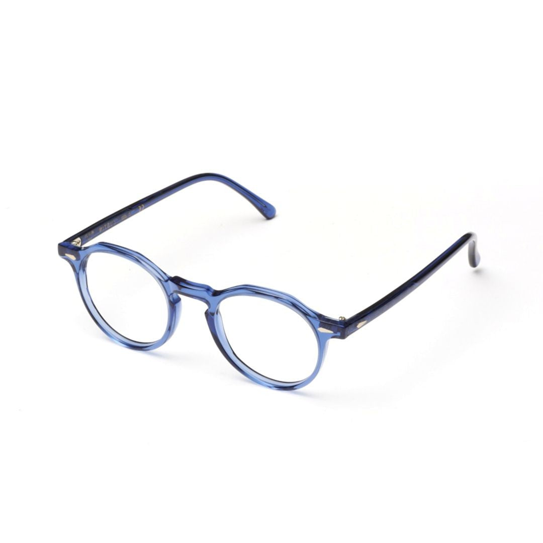 Kador Justin Translucent Blue Acetate Round Frame Eyeglasses