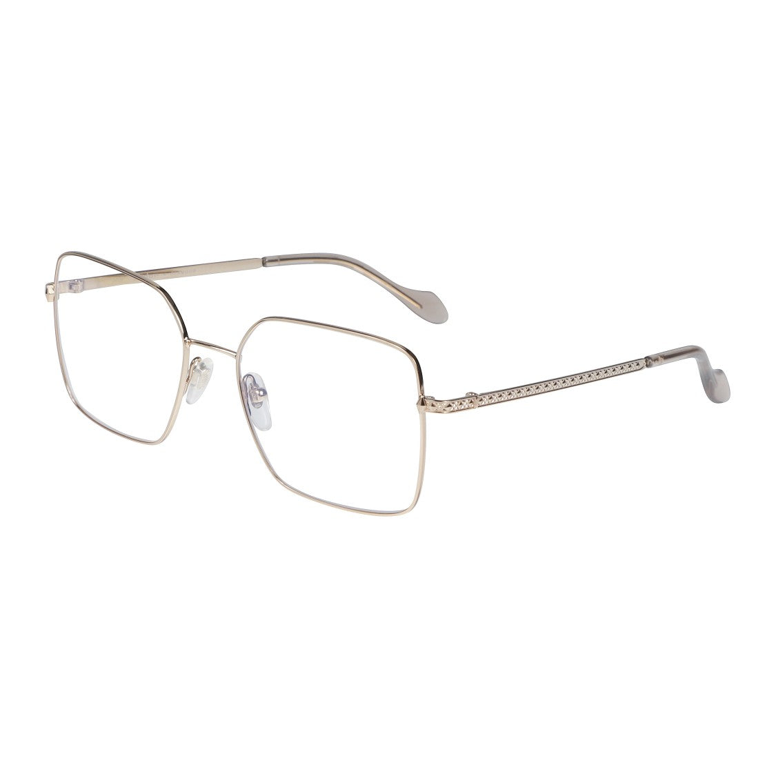 Kador Irys-V Gold-Finish Metal Square Eyeglasses With Textured Temples