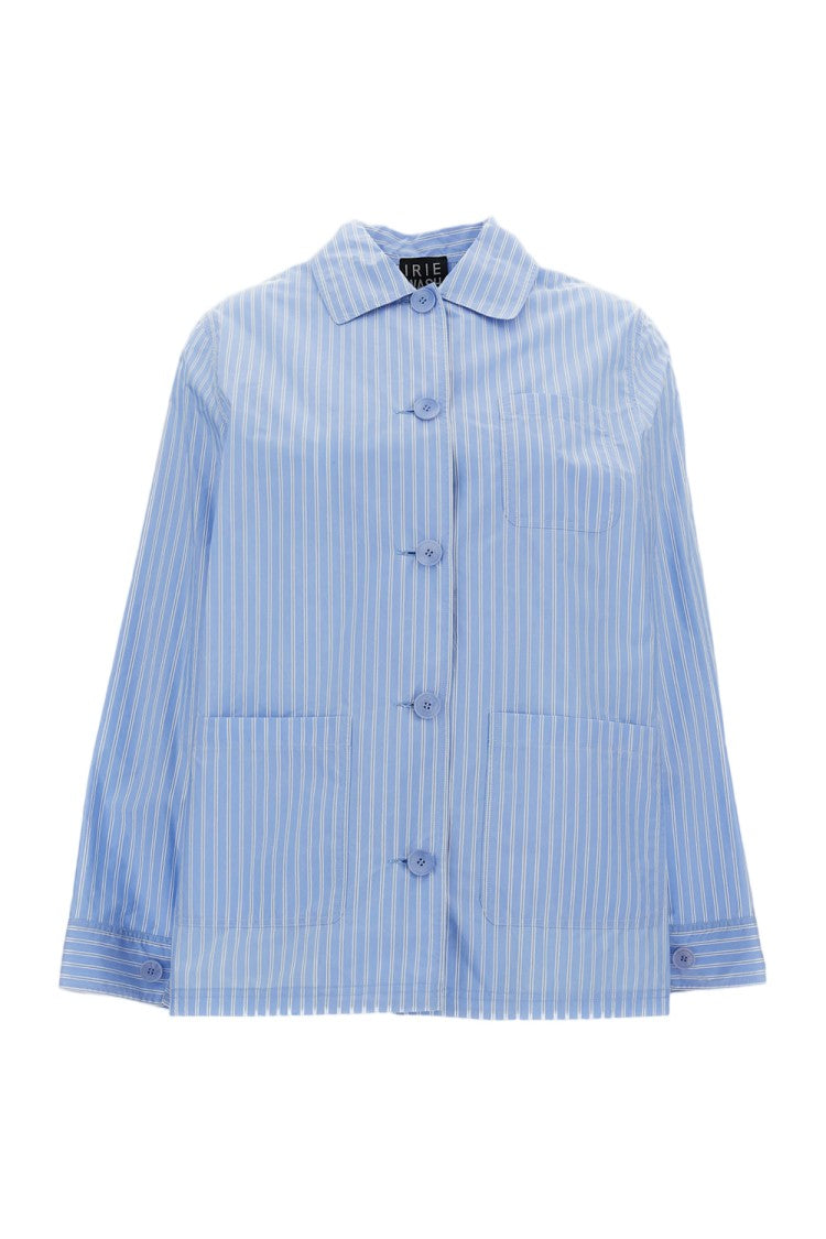 Irie' Light Blue Striped Jacket With Classic Collar