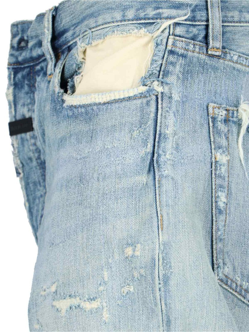 Fear Of God Light Blue Distressed Jeans - Light Blue