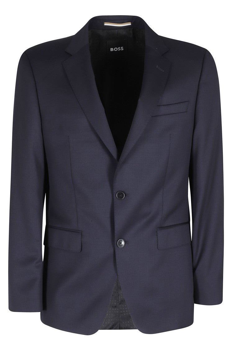 Boss Dark Blue H Huge B1 Slim Fit Single-Breasted Wool Blazer